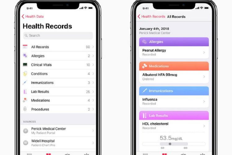 بخش سوابق پزشکی iOS با همکاری ۷۵ سازمان مختلف ارائه می‌شود