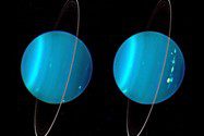 تصویر ترکیبی از دو قطب اورانوس که توسط تلسکوپ کک ثبت شده است.
