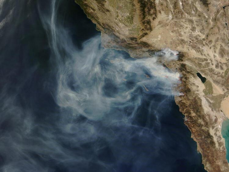 عکس ماهواره ای آتش سوزی کالیفرنیا