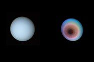 تصاویر تطبیق یافته از قطب های اورانوس. ثبت شده توسط وویجر ۲