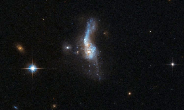 Two spiral galaxies colliding