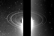 حلقه‌های نپتون که توسط وویجر ۲ از فاصله‌ی ۲۸۰ هزار کیلومتری این سیاره ثبت شدند