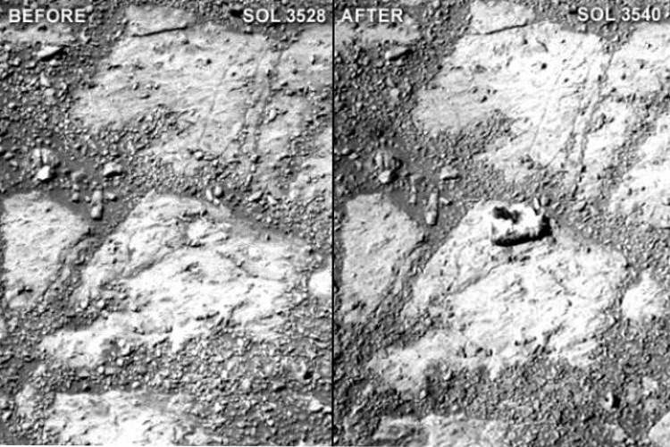 مواجه شدن کاوشگر Opportunity با یک تکه سنگ عجیب در سطح مریخ